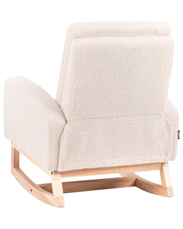 Gyngestol for Barn Lysebeige Boucle Innendørs Gyngestoler i Tre med Armlener