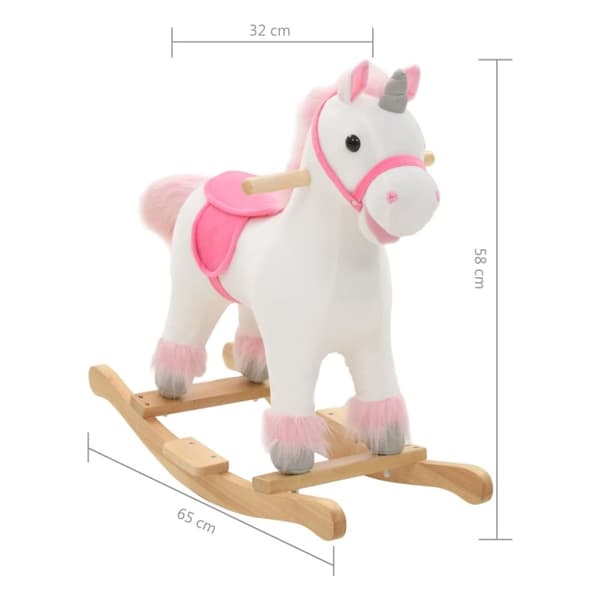 vidaXL Gungleksak enhörning plysch 65x32x58 cm vit och rosa