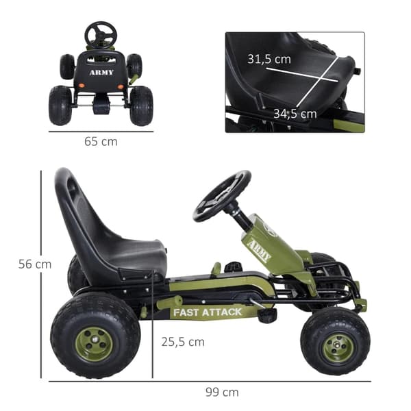 Rootz Go Kart - Pedal Go Kart - Kids Go Kart - Pedal Vehicle - Pedal Vehicle - Pedal Car - Green - 99 x 65 x 56cm