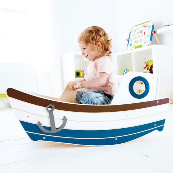 Gungbåt i trä - HAPE - Max vikt. 50 kg - 81,4 x 30 x 36,6 cm - För barn från 12 månader