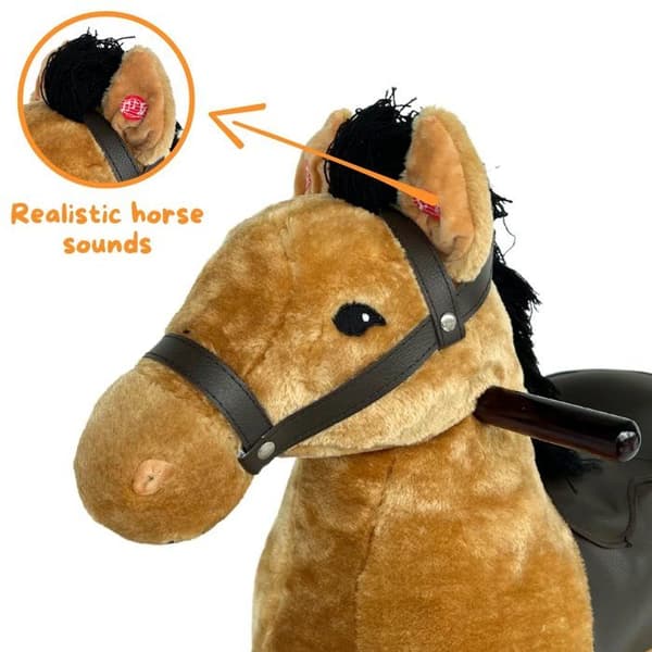 Vaggivhorse - med Deluxe Sadeln - Stor - 3 till 5 år - Brun