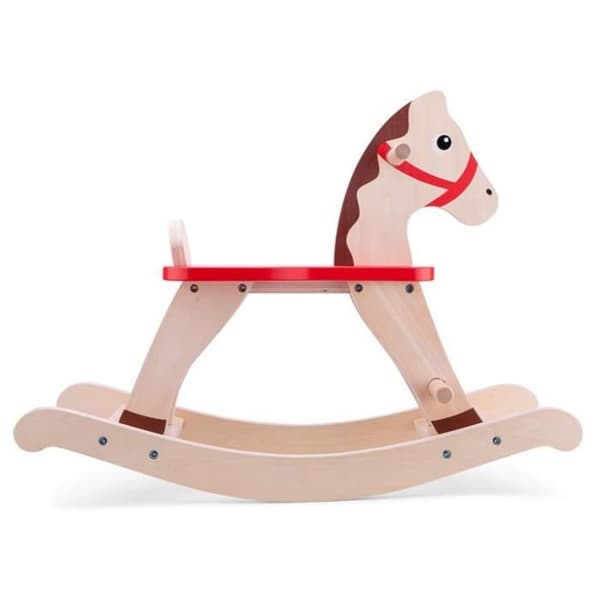 Ny Classic Toys junior gunghäst 78 x 32 cm ljust trä/röd
