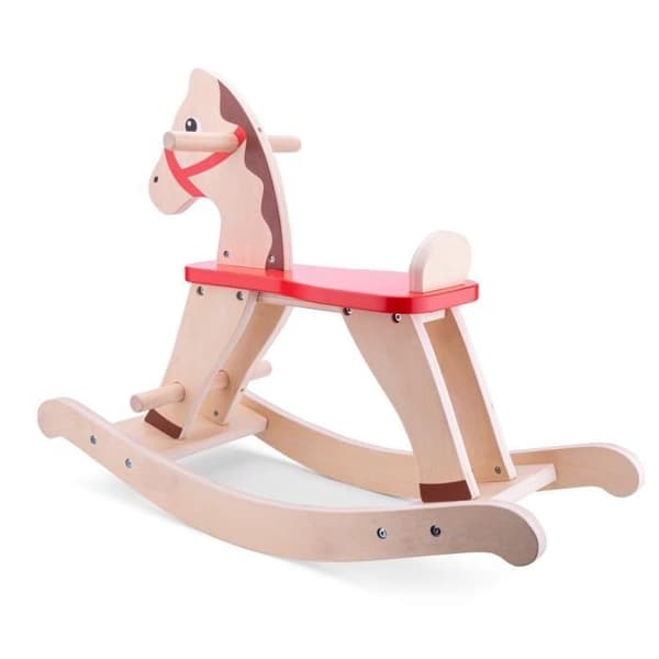 Ny Classic Toys junior gunghäst 78 x 32 cm ljust trä/röd