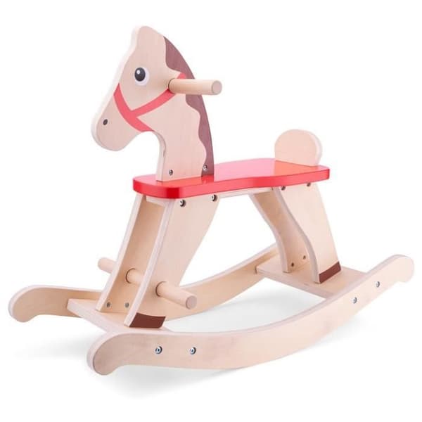 Ny Classic Toys junior gunghäst 78 x 32 cm ljust trä/röd