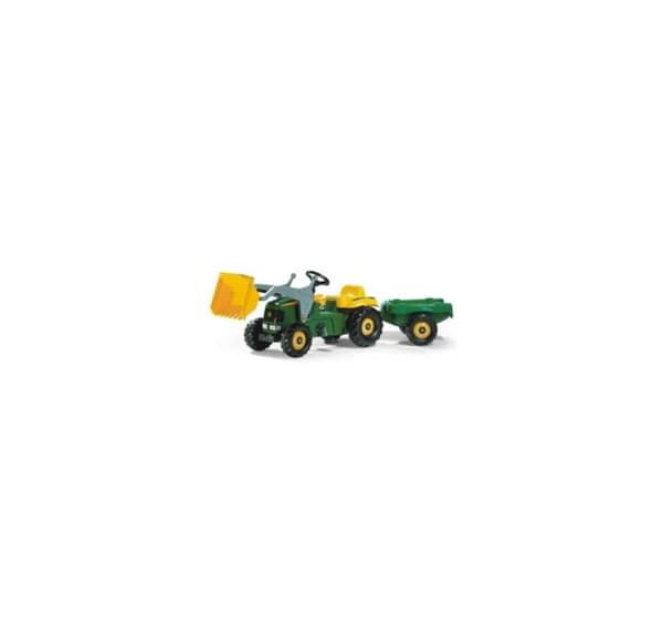 Pedaltraktor John Deere med skovl og trailer