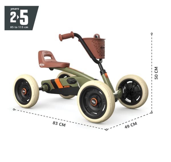 Berg Buzzy Retro Green gokart lapsille polkimilla