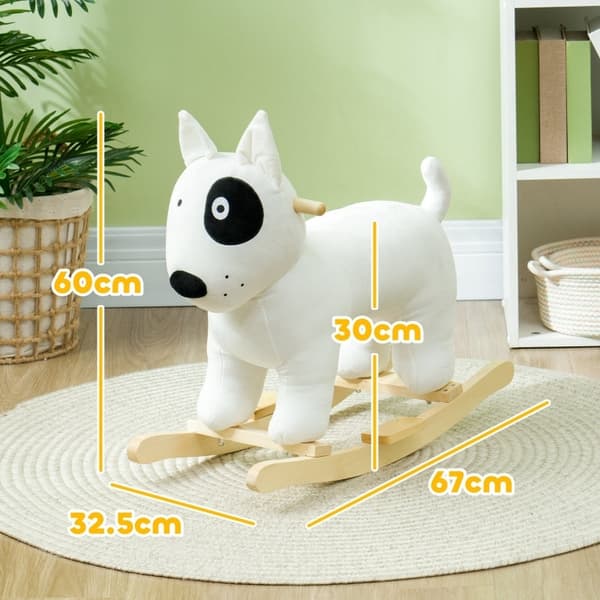 Rootz keinuhevonen - Dog Rocker - Pehmoinen kyyti - Turvallinen puinen pohja - 67 cm x 32,5 cm x 60 cm
