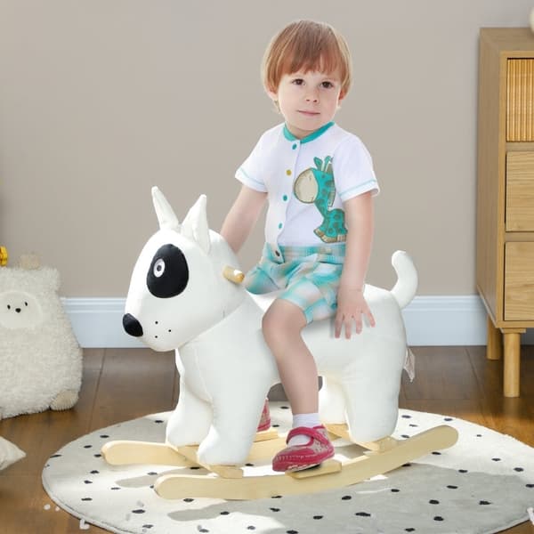 Rootz keinuhevonen - Dog Rocker - Pehmoinen kyyti - Turvallinen puinen pohja - 67 cm x 32,5 cm x 60 cm