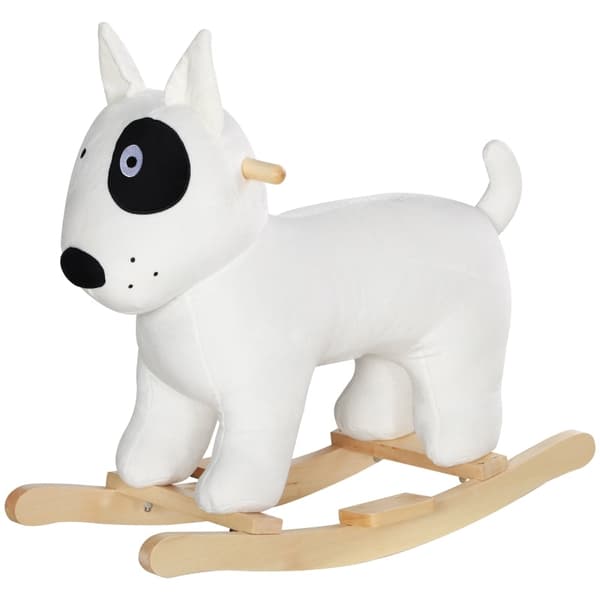 Rootz gyngehest - Hunderocker - Plys ride-On - Sikker træbase - 67 cm x 32,5 cm x 60 cm
