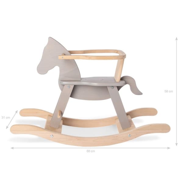 Rootz keinuhevonen Pinolino - Puinen rokkari - Lasten kyyti - Massiivipyökkipuu - 86cm x 31cm x 58cm