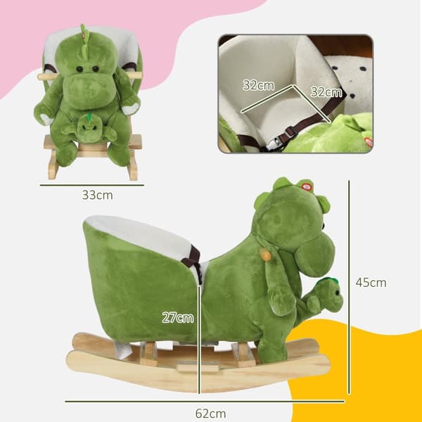 Rootz -dinosaurus rokkahevonen - taaperokappale - lasten muhkeat ajomatkat - 32 kappaletta - 62L x 33W x 45H CM - Turvavyöt