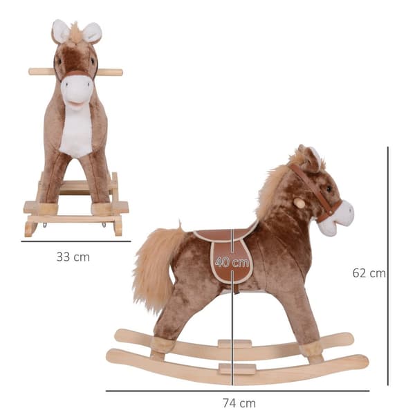 Rootz Rocking Horse - Western Horse - Saddle Plush Lelu - Optimaalinen mukavuus - 74 cm x 33cm x 62 cm