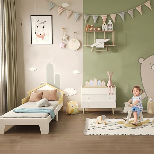 Rootz Wood Rocking Horse - Kids Rocker - Toddler Ride -On - Safe Playtime - 68cm x 26cm x 48 cm - MDF Plywood - White -Brown