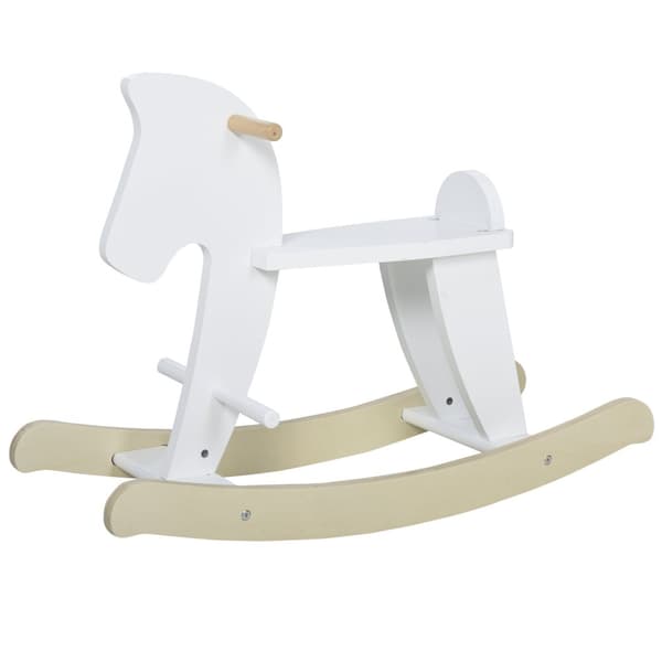 Rootz Wooden Rocking Horse - Kids Rocker - Toddler Ride -On - Safe Playtime - 68 cm x 26 cm x 48 cm - MDF krydsfiner - Hvid -brun