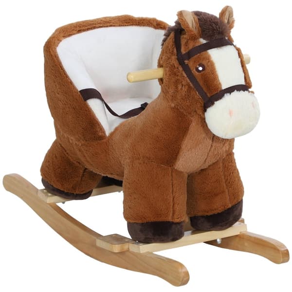 Rootz Rocking Horse med lyde - Soft Toy Horse - Wooden Rocker - Fremmende motoriske færdigheder - 68x33x45cm