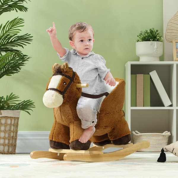 Rootz Rocking Horse med lyde - Soft Toy Horse - Wooden Rocker - Fremmende motoriske færdigheder - 68x33x45cm