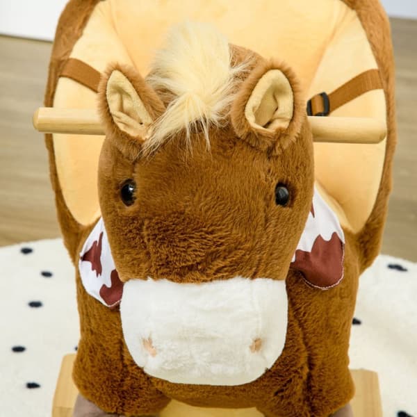 Rootz Rocking Horse - Rocking Animal - Toddler Ride -On - Sikkerhedsbælte - 60L X 33W X 50H CM - Plush Cover - Nabo Function