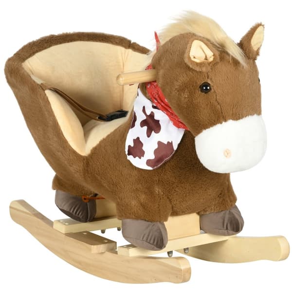 Rootz Rocking Horse - Rocking Animal - Toddler Ride -On - Sikkerhedsbælte - 60L X 33W X 50H CM - Plush Cover - Nabo Function