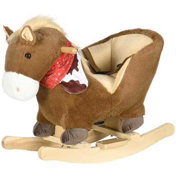 Rootz Rocking Horse - Rocking Animal - Toddler Ride -On - Sikkerhedsbælte - 60L X 33W X 50H CM - Plush Cover - Nabo Function