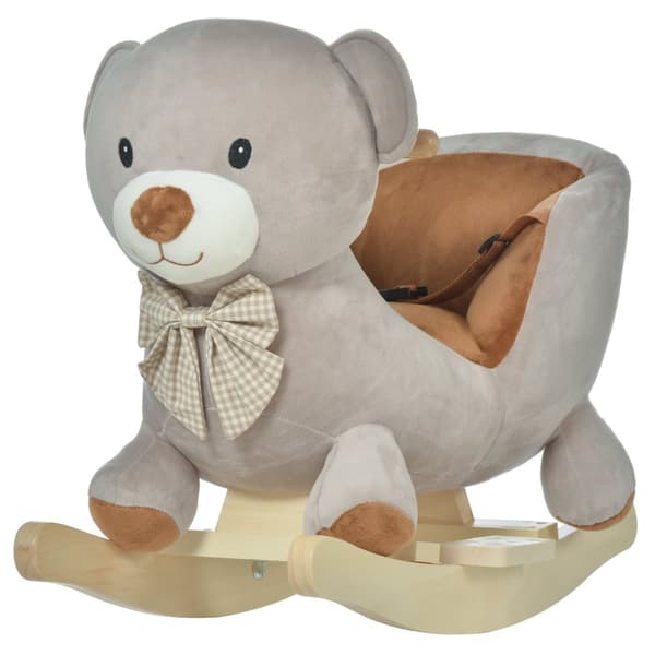 Rocking Horse Bear - Rocking Lelu - Taaperokappari - Sisäänrakennettu tuoli ja turvavyö - 60 cm x 33cm x 50 cm - harmaa ruskea