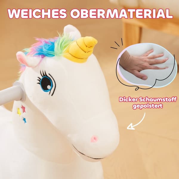 Rootz 6V Electric Riding Unicorn - Motoriseret legetøj - Ride -on Animal med musik - Komfortpolstring - 69 cm x 34 cm x 53 cm