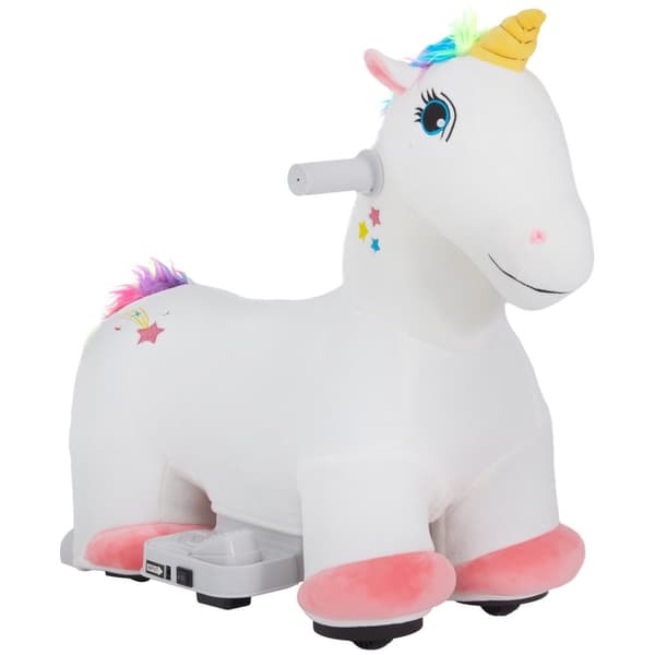 Rootz 6V Electric Riding Unicorn - Motoriseret legetøj - Ride -on Animal med musik - Komfortpolstring - 69 cm x 34 cm x 53 cm