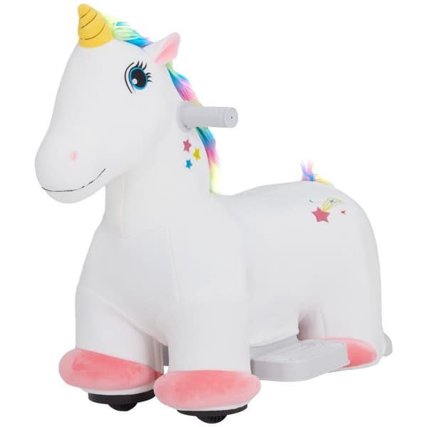 Rootz 6V Electric Riding Unicorn - Motoriseret legetøj - Ride -on Animal med musik - Komfortpolstring - 69 cm x 34 cm x 53 cm