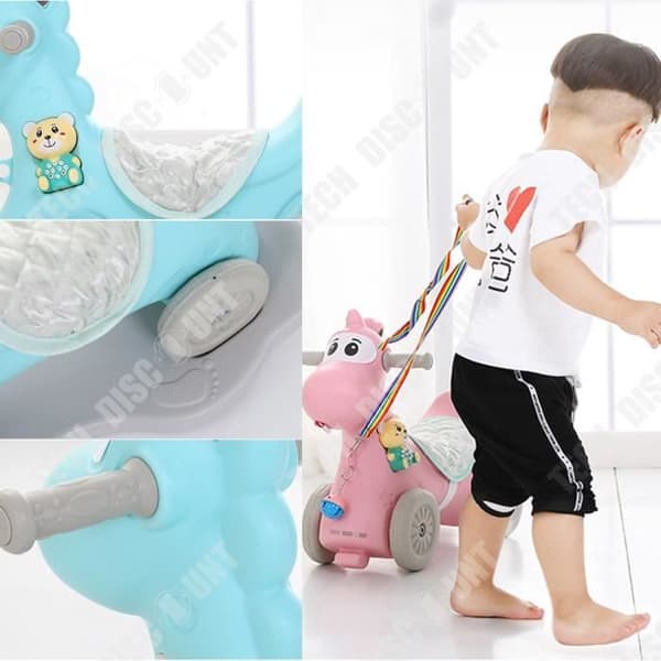 TD® Baby gungstol i plast utan musik hästleksaker barn 1-3 år liten trävagn liten blå färg leksak