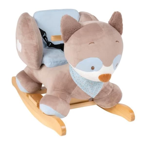 NATTOU Gungbräda Bob the raccoon - 100 % polyesterplysch, träbas och handtag - Från 10 till 36 månader