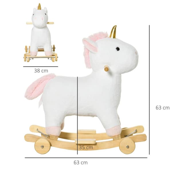 Gungstol med Hjul, 2-IN-1, 63x38x63 cm, Vit