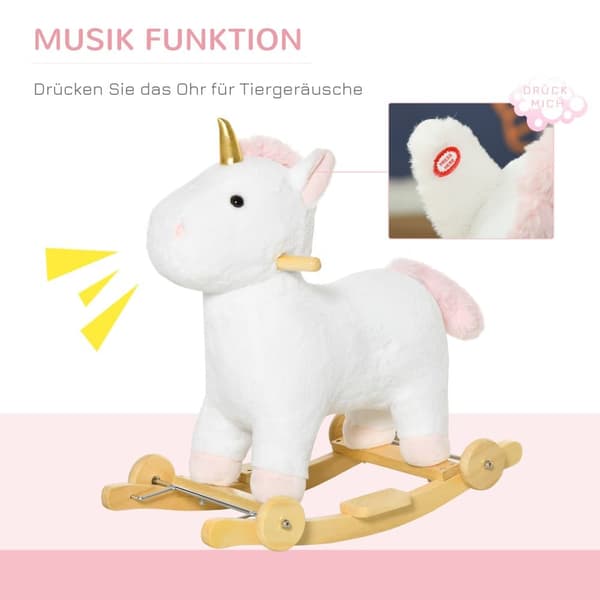 Gungstol med Hjul, 2-IN-1, 63x38x63 cm, Vit