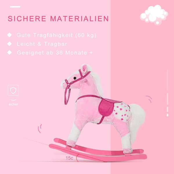 Gungstol i form av en häst, 74x28x65 cm, Rosa