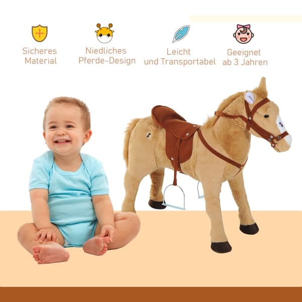 Gyngehest, 85x28x60 cm, Beige