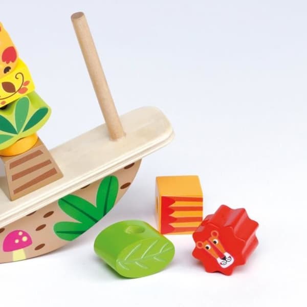 Träleksak - MOLTO - Aktivitetsstaplare - Djungeldjur - Finmotorik - Baby