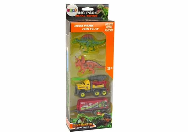 Dinosaurs Set Rocket Car With Trailer Yellow