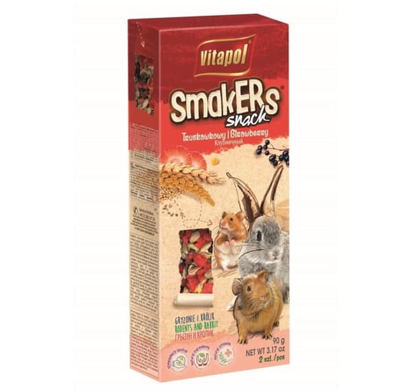 Godbid til gnavere og kaniner SMAKERS jordbær 2 stk 90g
