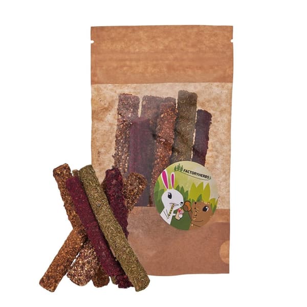 FACTORYHERBS Urte-grøntsagssticks - godbid til gnavere og kaniner - 50g