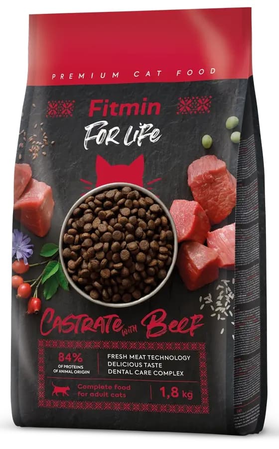 FITMIN Cat For Life Kastrerat torrfoder för katter NÖTKÖTT 1,8 kg