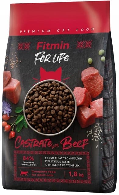FITMIN Cat For Life Kastrerat torrfoder för katter NÖTKÖTT 1,8 kg