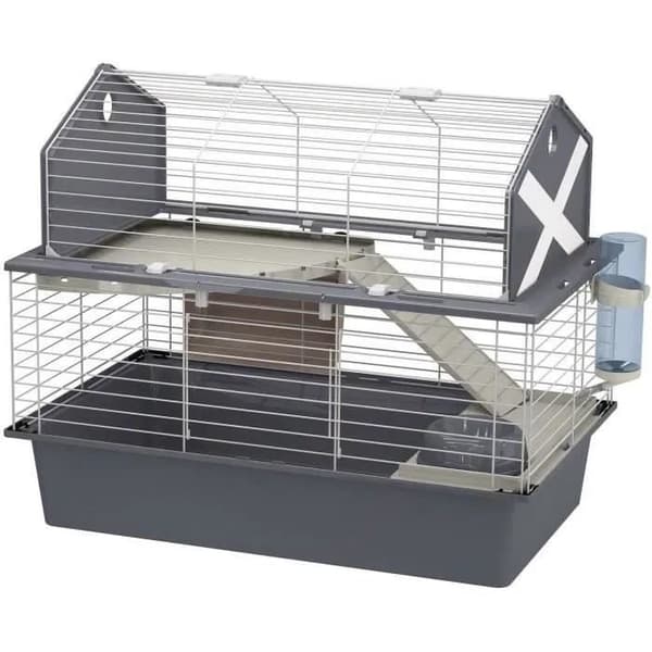 FERPLAST Cage Barn 80 - 78 x 48 x 65 cm - Grå - För kanin