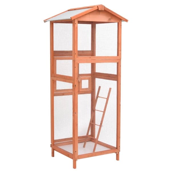 vidaXL Fågelbur 68x62x166 cm massivt granträ