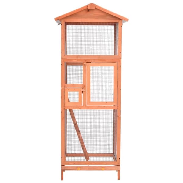 vidaXL Fågelbur 68x62x166 cm massivt granträ