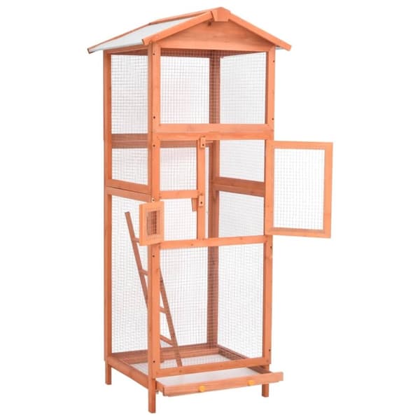 vidaXL Fågelbur 68x62x166 cm massivt granträ