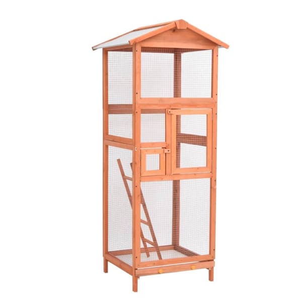 vidaXL Fågelbur 68x62x166 cm massivt granträ