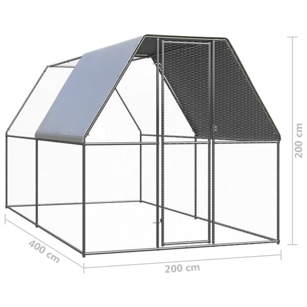 vidaXL Ulkotilan kanahäkki 2x4x2 m galvanoitu teräs