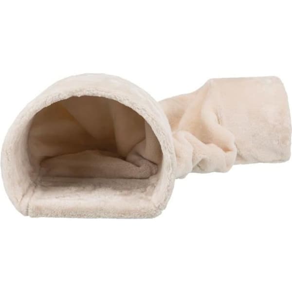 Mysig plyschtunnel - 27 × 21 × 80 cm - Beige - För kaniner och små gnagare