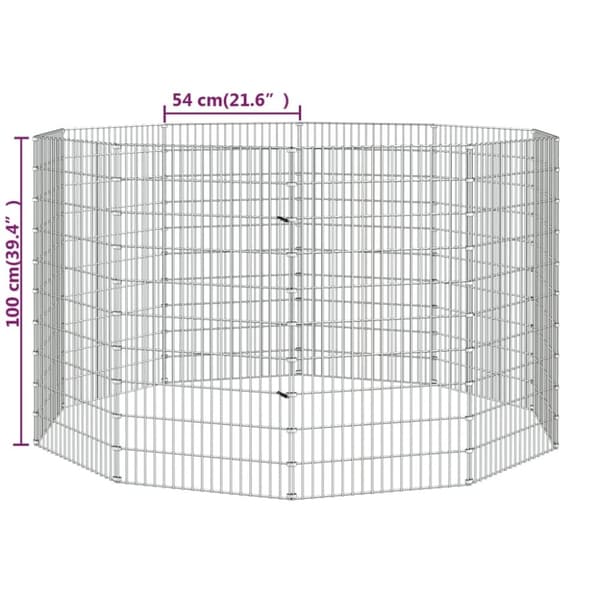vidaXL Eläinhäkki Free Range 10-paneelia 54x100 cm galvanoitu rauta