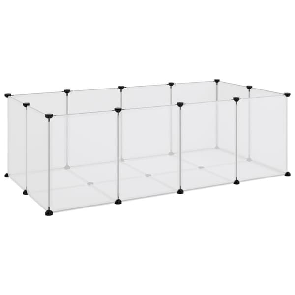 vidaXL Pieneläinhäkki läpinäkyvä 144x74x46,5 cm PP ja teräs