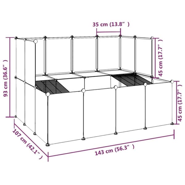 vidaXL lille dyrebur 143x107x93 cm PP og stål transparent