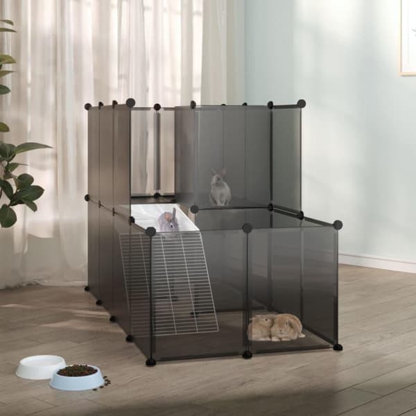 vidaXL lille dyrebur 142x74x93 cm PP og stål sort